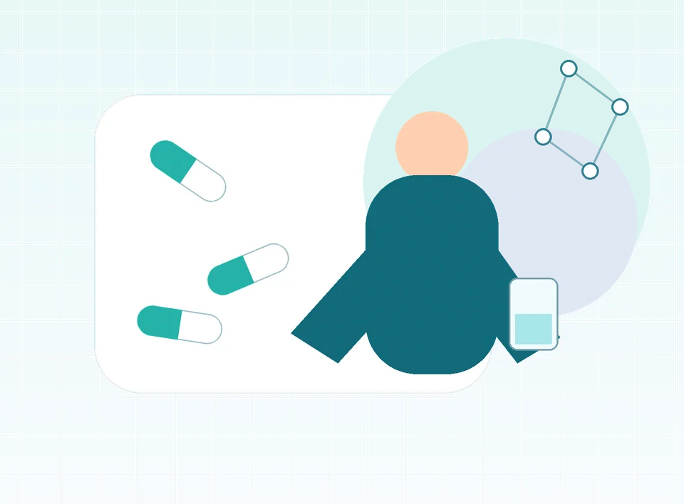 Abstract laboratory-inspired wellness comparison illustration